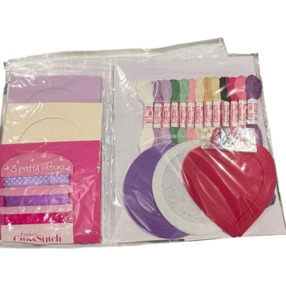 Bumper Blank Cross Stitch Kit with cards, Aida, Threads,‎ Ribbons, Felt Frames